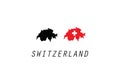 Switzerland outline map national borders