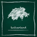 Switzerland outline vector map hand drawn with.