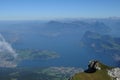 Switzerland: The panoramic view from Mount Pilatus down to lake lucerne Royalty Free Stock Photo