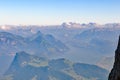 Switzerland: Panoramic view from Pilatus Peak to rigi Kulm and over the swiss alps Royalty Free Stock Photo