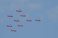 Patrouille Suisse Airshow above ZÃÆÃÂ¼richs Sky with Swiss Army airplaine PC-7 Pilatus Porter