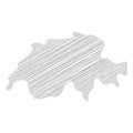 Switzerland - pencil scribble sketch silhouette map of country area with dropped shadow. Simple flat vector illustration