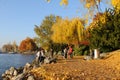 Switzerland: people enjoying autumn colors at Lake ZÃÂ¼rich