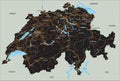 High detailed Switzerland road map with labeling.