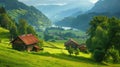 Captivating swiss meadows breathtaking view of lush green landscapes in switzerland