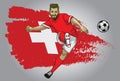 Switzerland soccer player with flag as a background Royalty Free Stock Photo