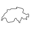 Switzerland - solid black outline border map of country area. Simple flat vector illustration Royalty Free Stock Photo