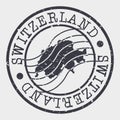 Switzerland Stamp Postal. Map Silhouette Seal. Passport Round Design. Vector Icon. Design Retro Travel.