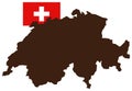 Switzerland, Swiss Confederation map and flag - sovereign state in Europe Royalty Free Stock Photo