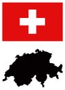 Switzerland, Swiss Confederation map and flag - sovereign state in Europe Royalty Free Stock Photo