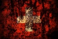 Switzerland, Swiss flag on grunge metal background texture with scratches and cracks Royalty Free Stock Photo