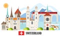 Switzerland Travel Landmarks background Royalty Free Stock Photo