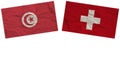 Switzerland and Tunisia Flags Together Paper Texture Illustration