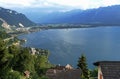 Switzerland: View from Glion to Montreux-City at Lake Geneva Royalty Free Stock Photo