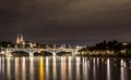 Switzerland, view at the River Rhein at Basel by night Royalty Free Stock Photo