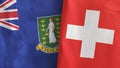Switzerland and Virgin Islands British two flags textile cloth 3D rendering