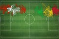 Switzerland vs Mali Soccer Match, national colors, national flags, soccer field, football game, Copy space