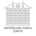 Switzerland, Zurich, Zunfte travel landmark vector illustration