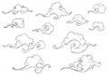 Swivel Clouds flow with the wind in the sky with oriental Chinese or Japanese  or Thai drawing doodle style collection set Royalty Free Stock Photo