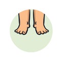 Swollen feet icon. Flat vector illustration. Isolated on white background.