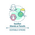 Swollen glands and tonsils concept icon