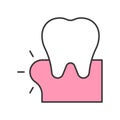 Swollen gums or gingivitis, dental related icon, filled outline