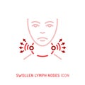 Swollen lymph nodes icon. Editable vector illustration