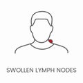 Swollen lymph nodes, linear vector icon Royalty Free Stock Photo