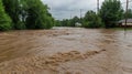 Swollen River After Heavy Rainfall Royalty Free Stock Photo