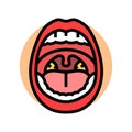 swollen tonsils disease symptom color icon vector illustration