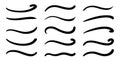 Swoosh, swash underline stroke set. Hand drawn swirl swoosh underline calligraphic element