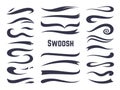 Swooshes and swashes. Underline swish tails for sport text logos, swirl calligraphic font line decoration element Royalty Free Stock Photo
