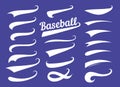 Swooshes text tails for baseball design. Sports swash underline shapes set in retro style. Swish typography font Royalty Free Stock Photo