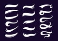Swooshes text tails for baseball design. Sports swash underline shapes set in retro style. Swish typography font