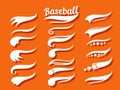 Swooshes text tails for baseball design. Sports swash underline shapes set in retro style. Swish typography font