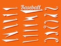 Swooshes text tails for baseball design. Sports swash underline shapes set in retro style. Swish typography font Royalty Free Stock Photo