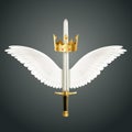 Sword Crown Wings Composition