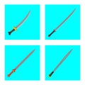 Sword bundle set in flat style. knife, blade, steel, Cartoon, cute, flat, color full, . For game, poster, children