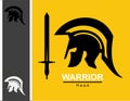 Sword and centurion helmet icon, spartan head