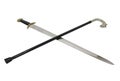 Sword crossed with silver handled cane Royalty Free Stock Photo