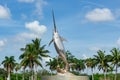 `Sword Dance` silver swordfish steel sculpture outside of the International Game Fish Association IGFA Fishing Hall of Fame