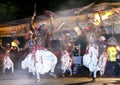 Sword Dancers perform along the streets of Kandy in Sri Lanka during the Esala Perahera.