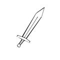 Sword draw flat design illustration vector sketch Royalty Free Stock Photo