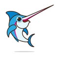 Sword fish cute cartoon Royalty Free Stock Photo