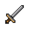 Sword game pixelated icon vector design. Object of cold steel arms, ancient defense. Knight\'s steel sharp blade with Royalty Free Stock Photo