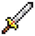 Sword game pixelated icon vector illustration design. Object of cold steel arms, ancient defense