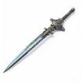Ornate Silver Sword On White Background - Oliver Wetter Style