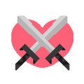 Sword and heart illustration with pixel theme 2