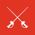 The sword icon. Epee symbol. Flat