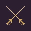 The sword icon. Epee symbol. Flat